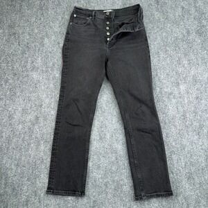 AGOLDE Jeans Women 25 (Fit 26x24) Riley High Rise Straight Crop Button Fly Black